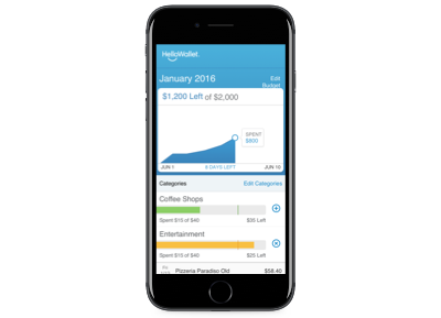 image of budgeting UI displayed on an iPhone
